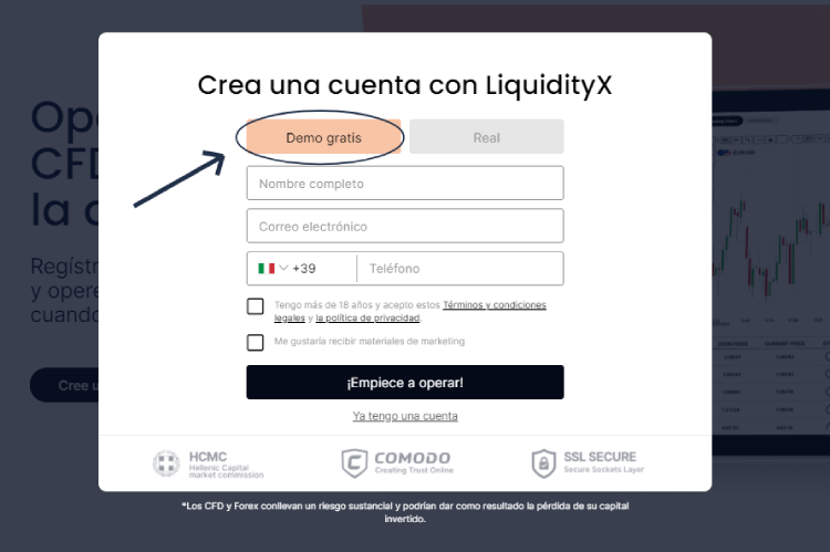 liquidityx cuenta demo